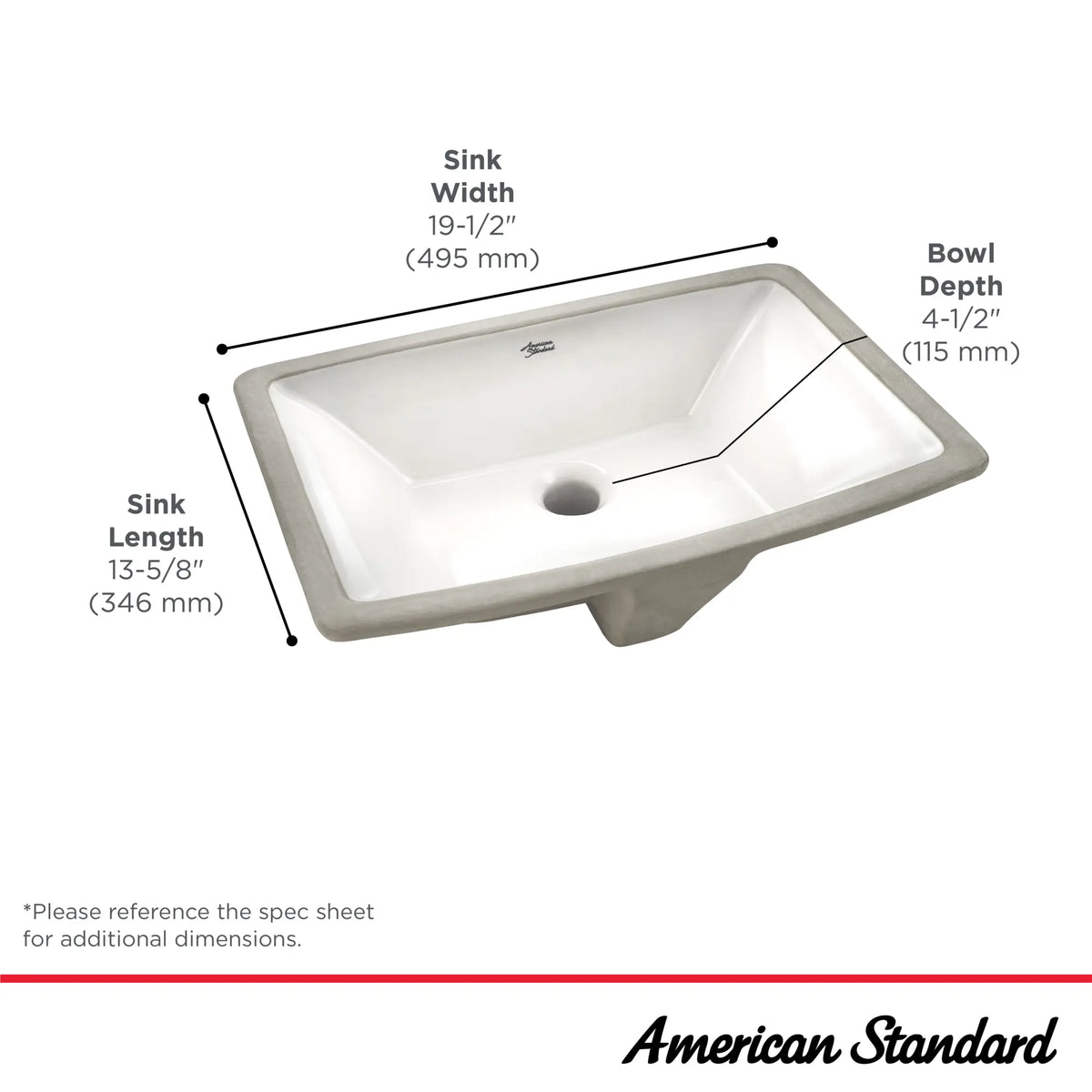 American Standard Townsend Under Counter Sink 0330000 - details