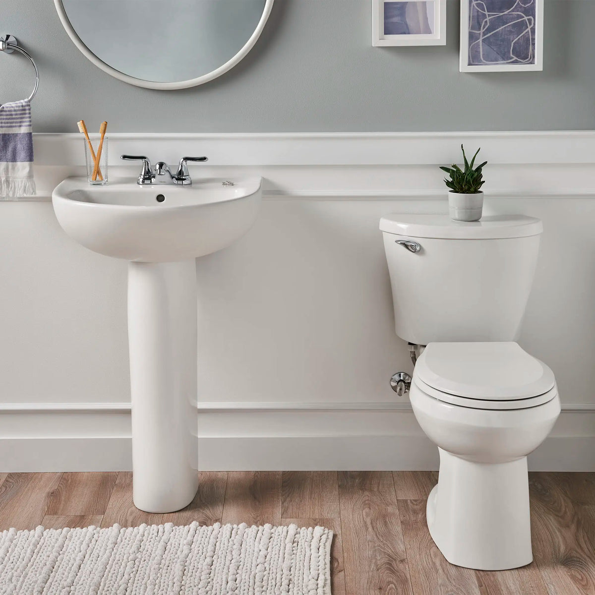 American Standard 22-Inch Evolution 4-Inch Centerset Pedestal Sink Top and Leg Combination - details
