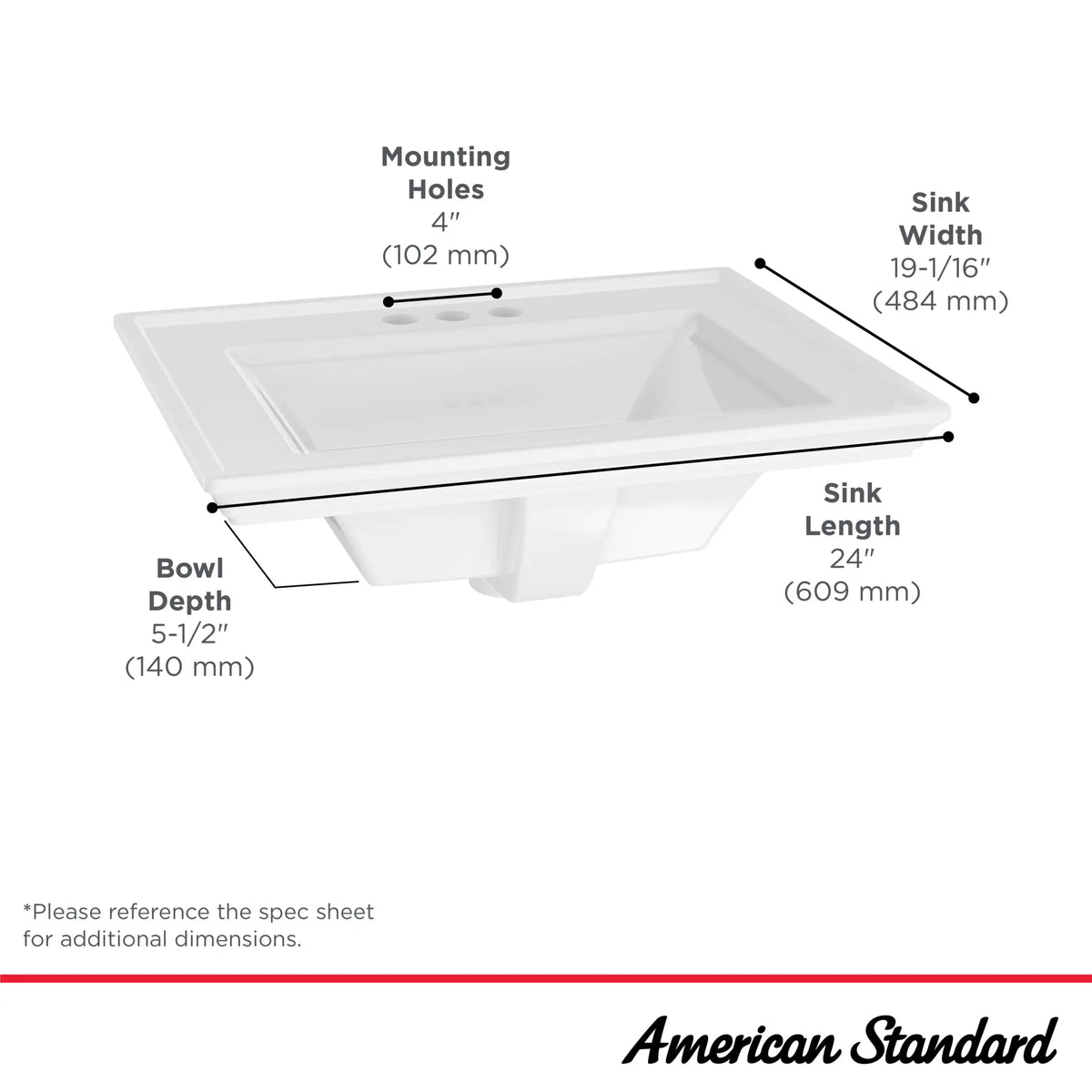 American Standard Town Square S Drop-In Sink With 4-Inch Centerset - details