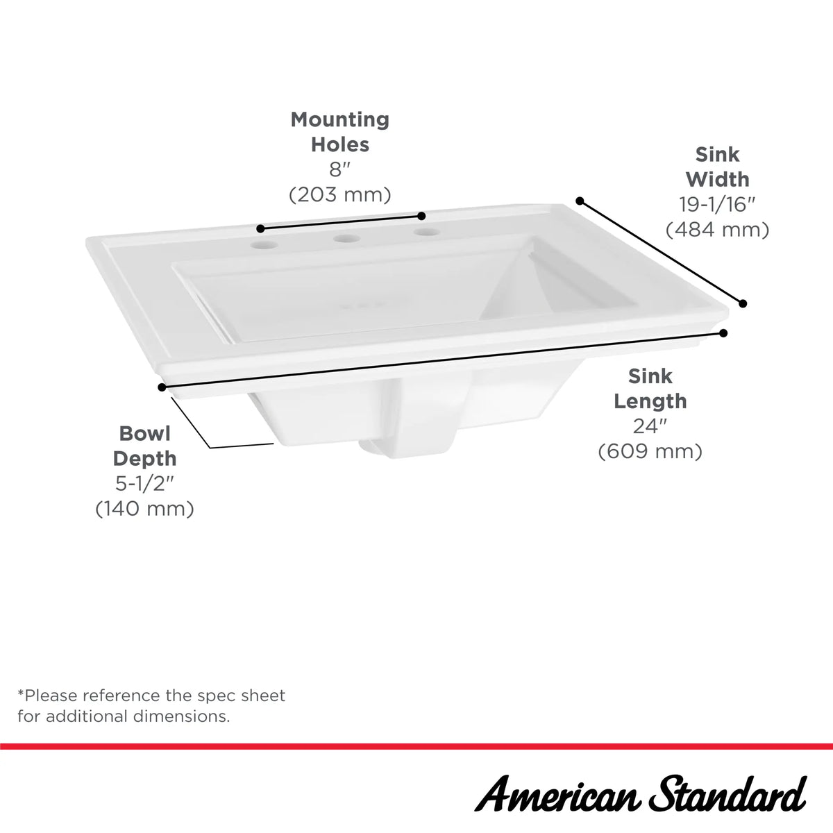 American Standard Town Square S Drop-In Sink With 8-Inch Widespread - details