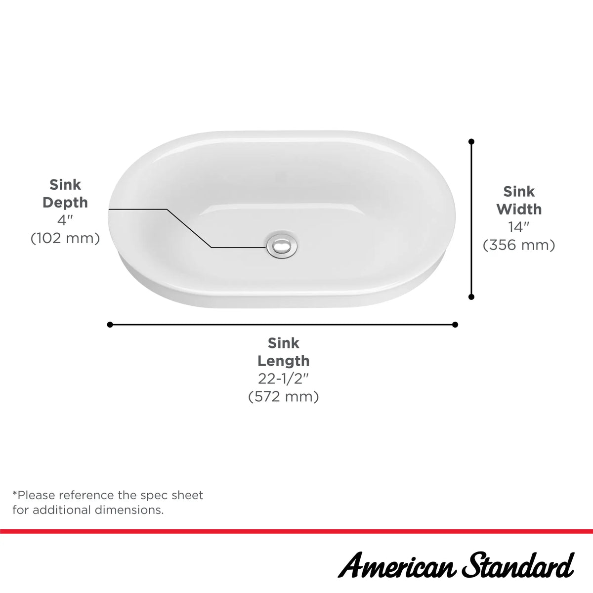 American Standard Studio S Above Counter Oval Sink - details