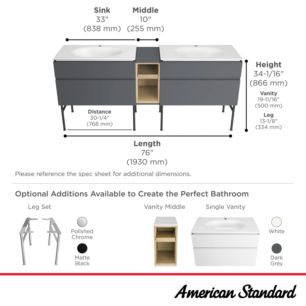 American Standard Studio S 33-Inch Vitreous China Vanity Sink Top Center Hole Only - details