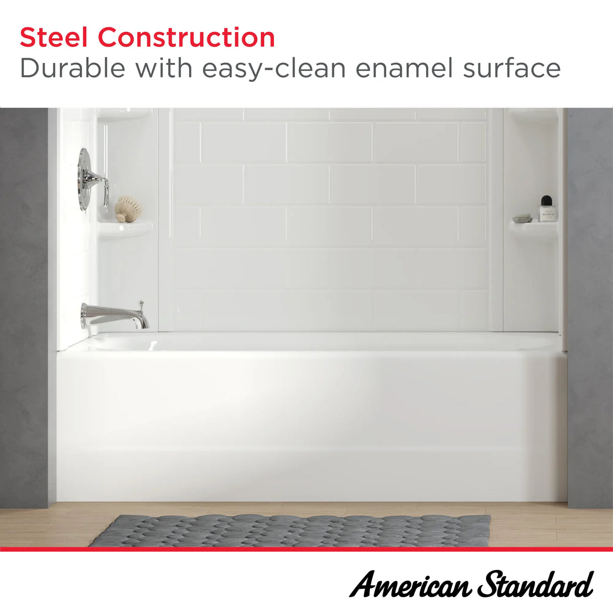 American Standard Princeton PRO Steel 60 x 30-inch Above Floor Rough Integral Apron Bathtub with Left-Hand Outlet - details