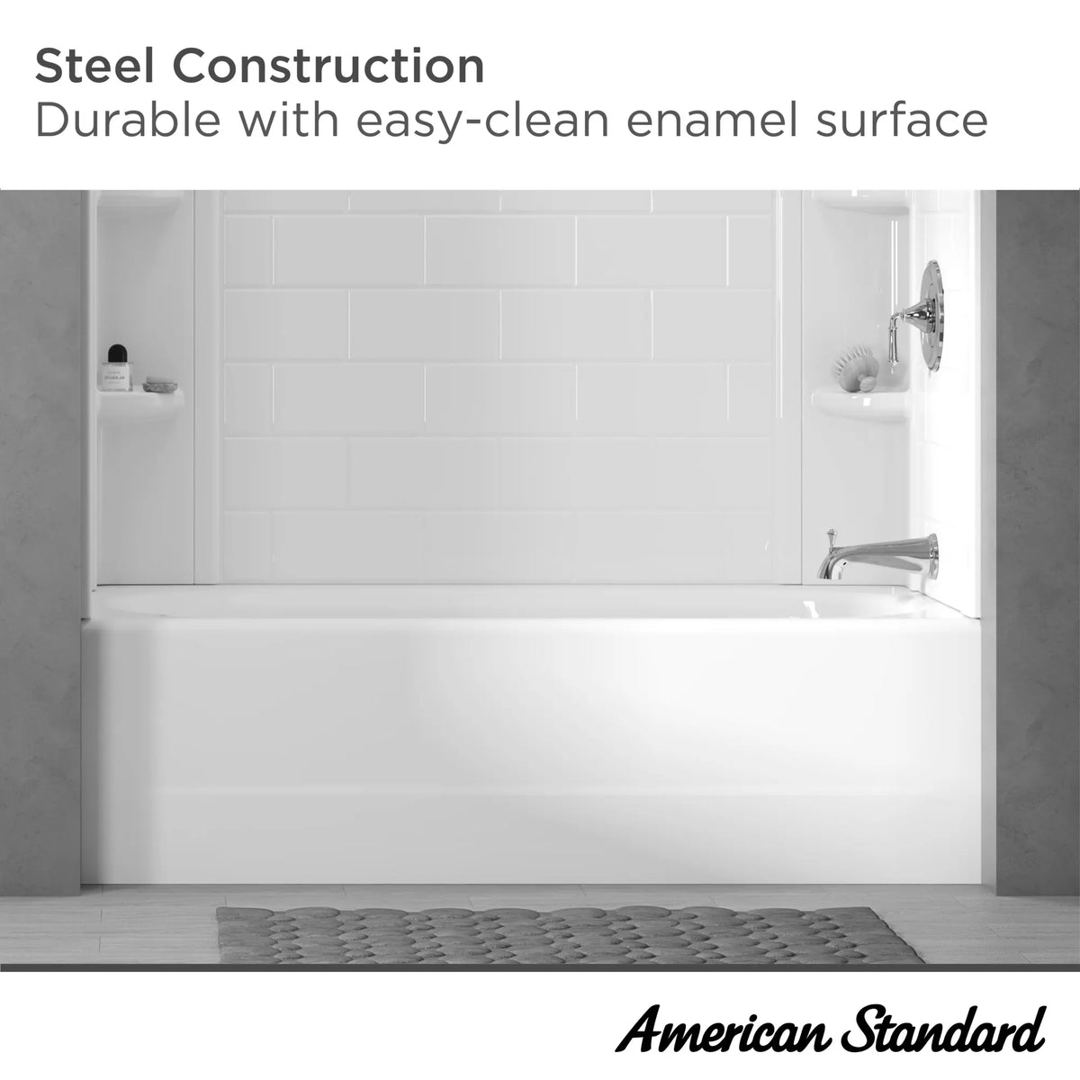American Standard Princeton PRO Steel 60 x 30-inch Above Floor Rough Integral Apron Bathtub with Right-Hand Outlet - details
