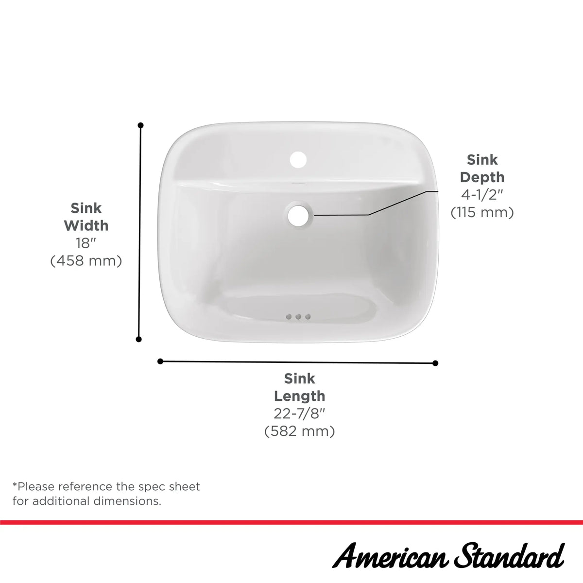 American Standard Aspirations Above Counter Sink Center Hole Only - details