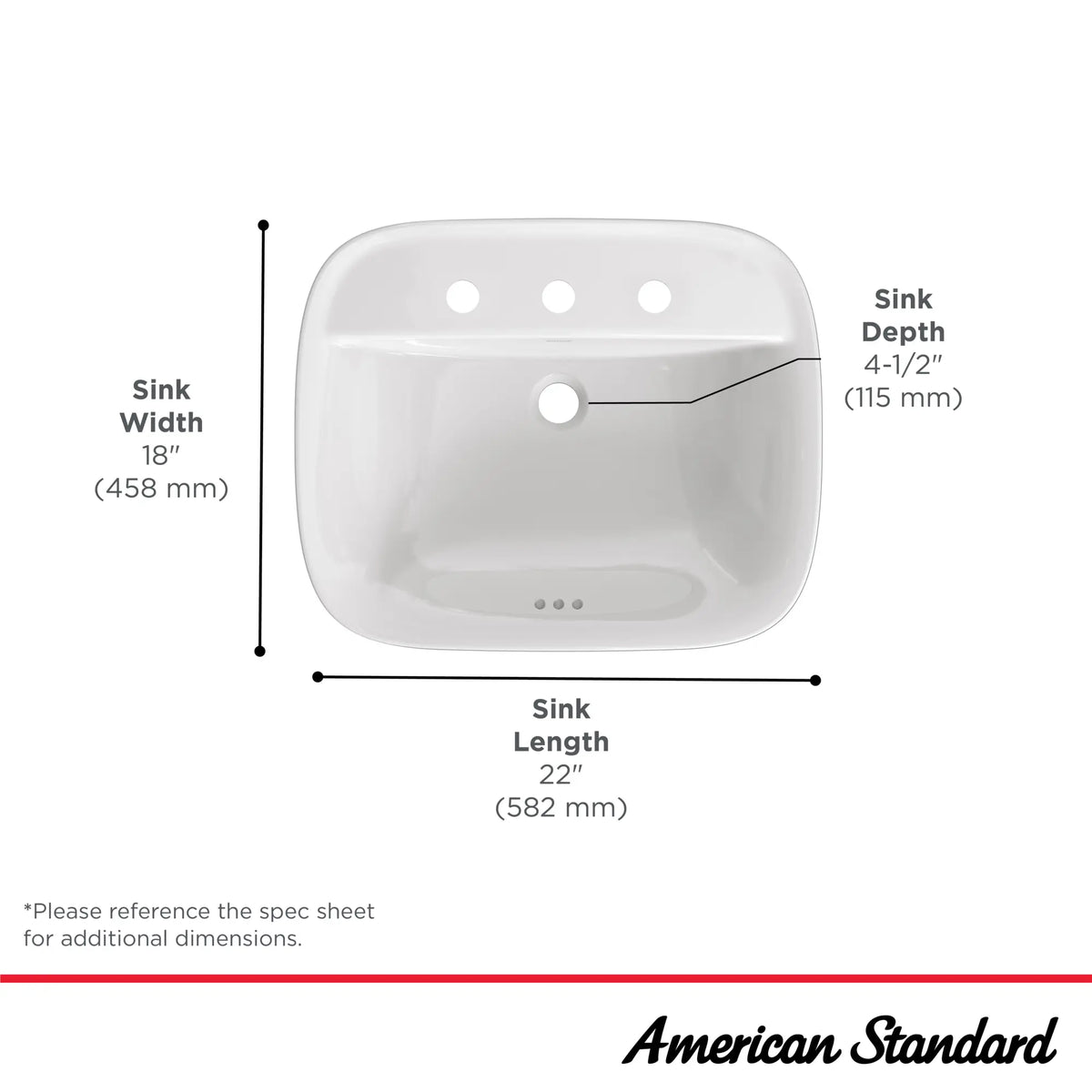 American Standard Aspirations Drop-In Sink With 8-Inch Centers - details