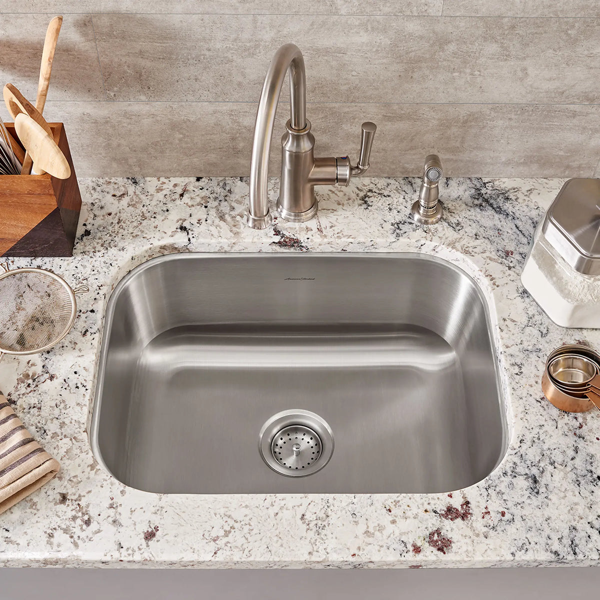 American Standard Portsmouth 23 x 18-Inch Stainless Steel Undermount Single Bowl Kitchen Sink - Stainless Steel