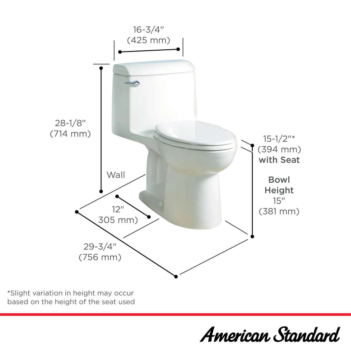 American Standard Champion 4 One-Piece 1.6 gpf/6.0 Lpf Standard Height Elongated Toilet With Seat - details