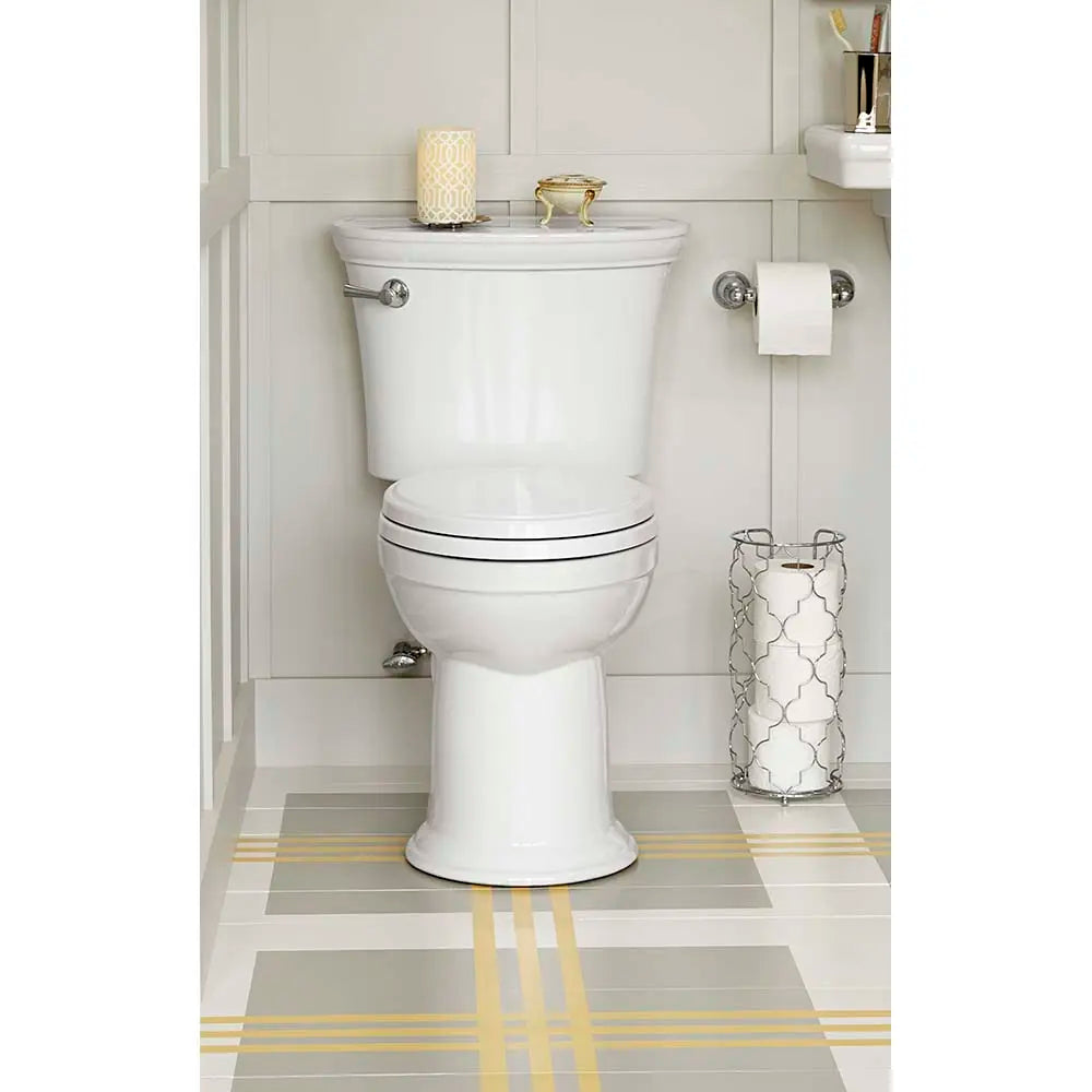 American Standard Heritage VorMax Two-Piece 1.28 gpf/4.8 Lpf Chair Height Elongated Toilet Less Seat - details