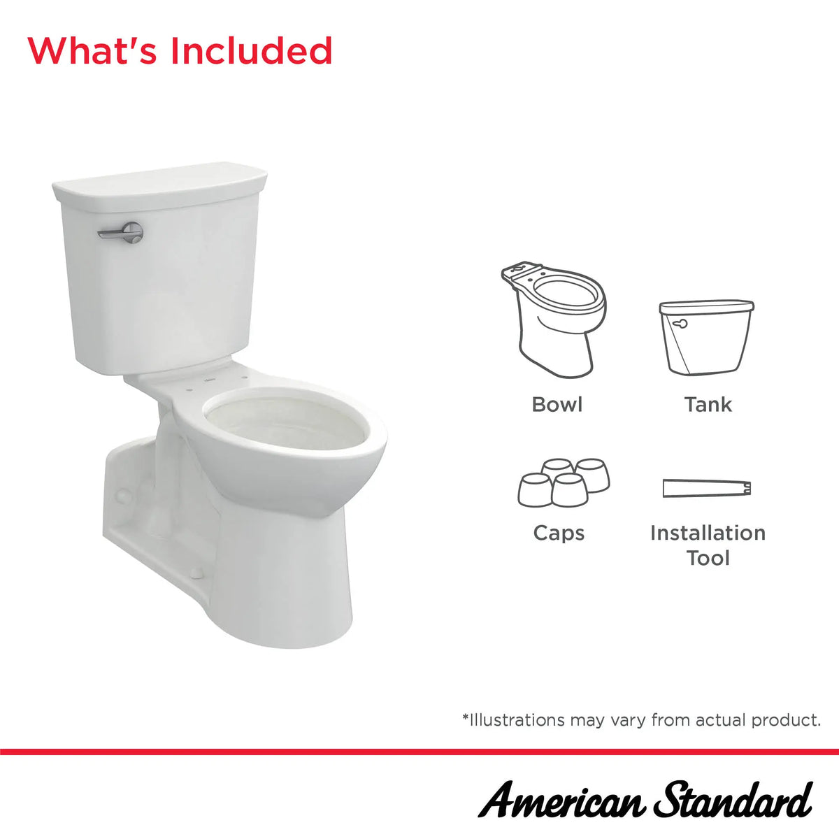 American Standard Yorkville VorMax Two-Piece 1.28 gpf/4.8 Lpf Chair Height Back Outlet Elongated EverClean Toilet - details