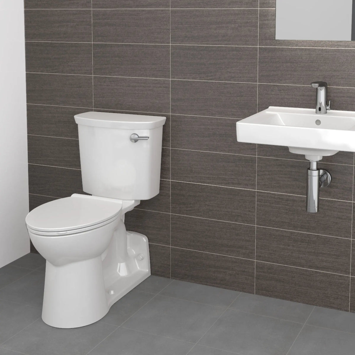 American Standard Yorkville VorMax Two-Piece 1.28 gpf/4.8 Lpf Right-Hand Trip Lever Chair Height Back Outlet Elongated EverClean Toilet - details