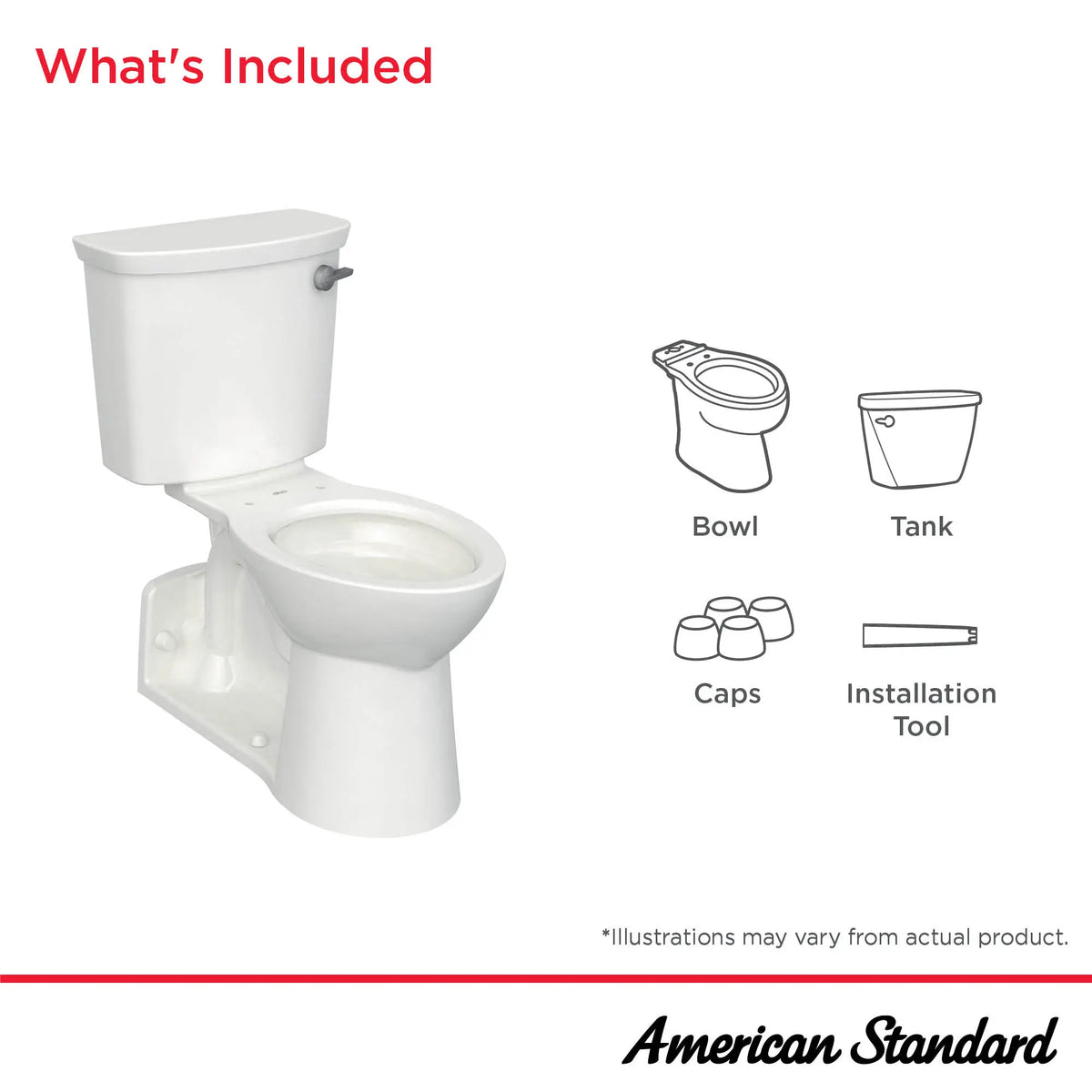 American Standard Yorkville VorMax Two-Piece 1.28 gpf/4.8 Lpf Right-Hand Trip Lever Chair Height Back Outlet Elongated EverClean Toilet - details