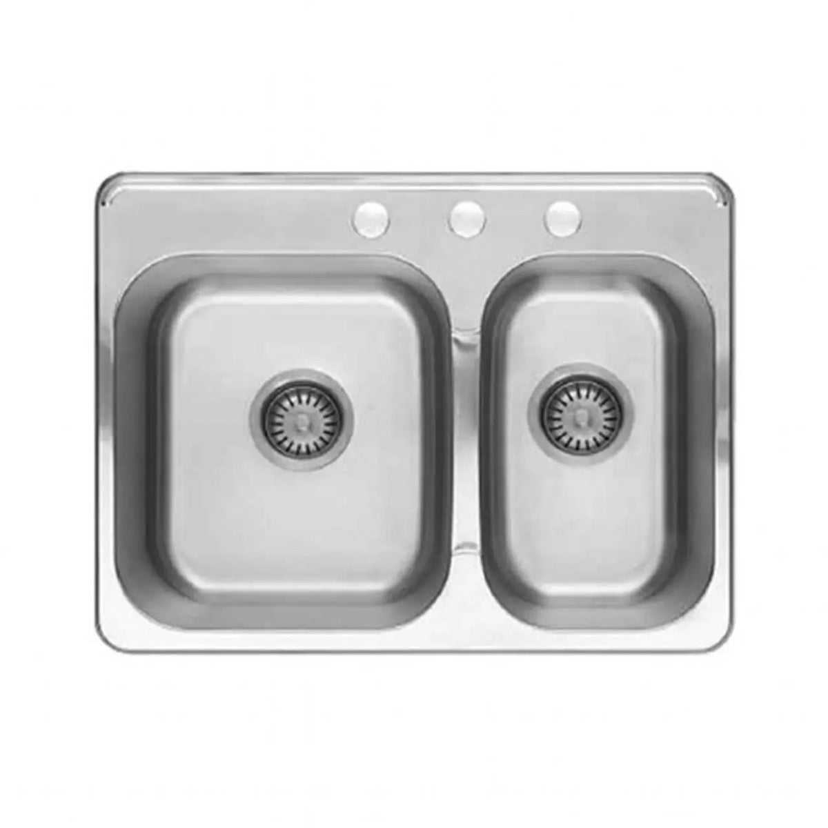 American Standard Colony 27 x 20-1/2 Inch Stainless Steel 3-Hole Top Mount Double Bowl Kitchen Sink - Stainless Steel