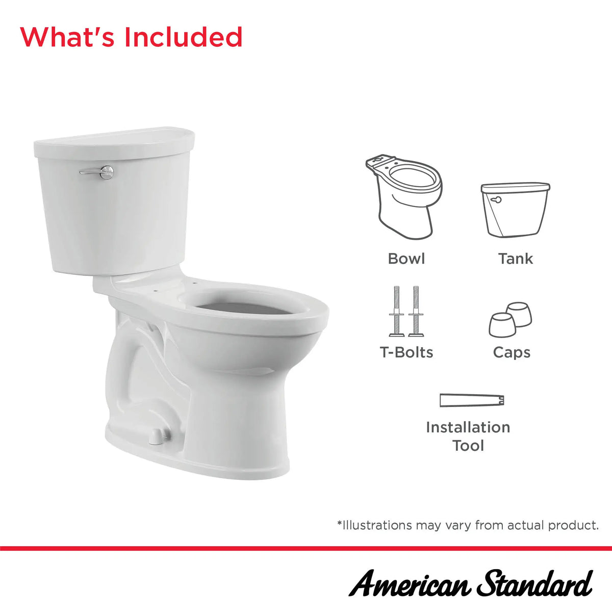American Standard Champion PRO Two-Piece 1.6 gpf/6.0 Lpf Chair Height Elongated Toilet less Seat - details