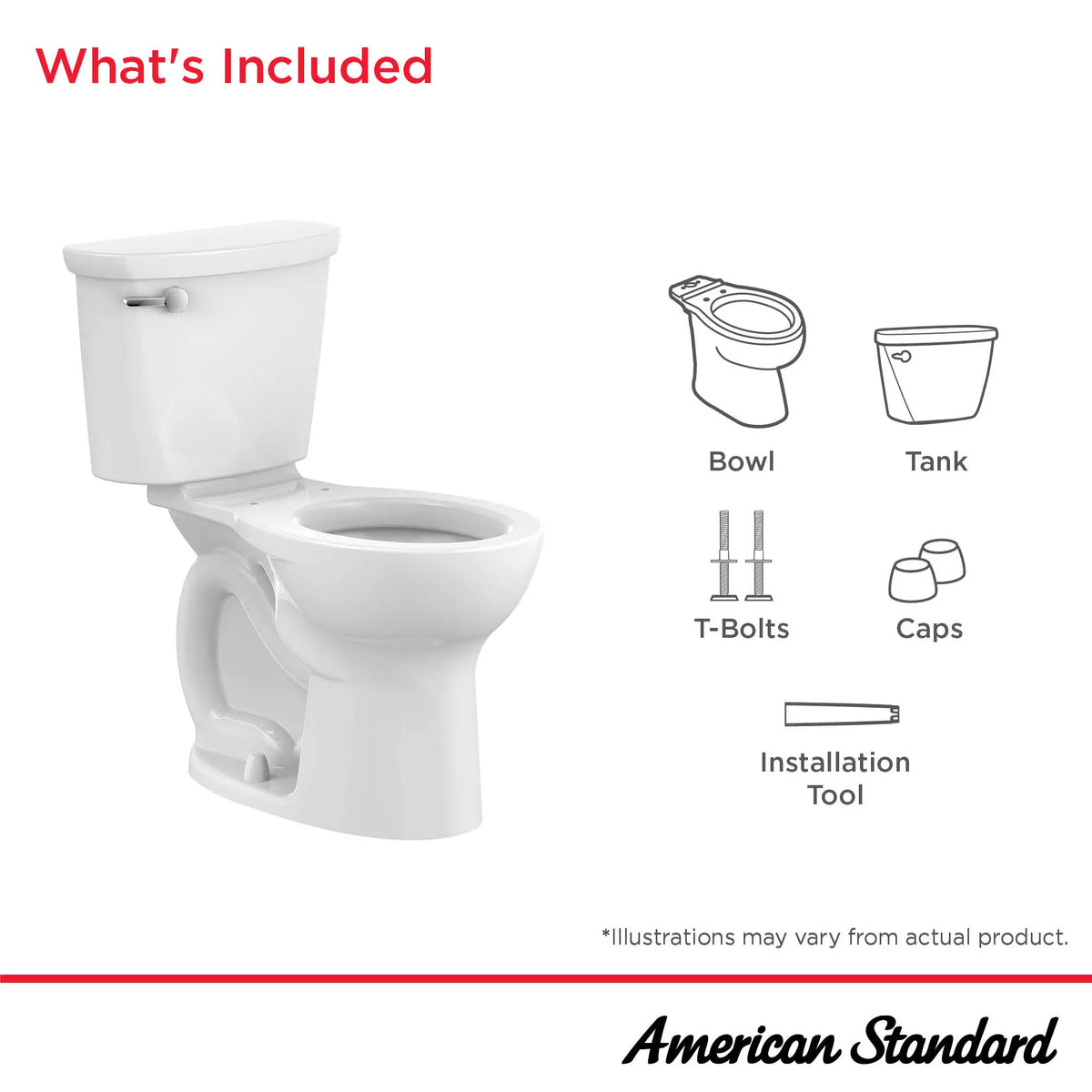 American Standard Cadet PRO Two-Piece 1.6 gpf/6.0 Lpf Chair Height Round Front 10-Inch Rough Toilet Less Seat - details