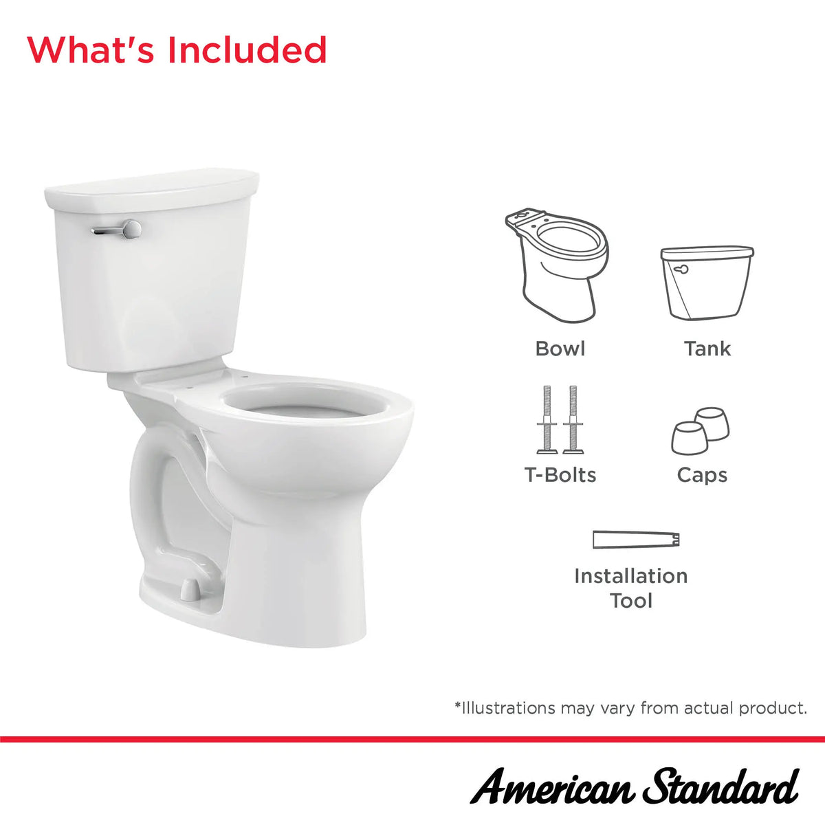 American Standard Cadet PRO Two-Piece 1.28 gpf/4.8 Lpf Chair Height Round Front 10-Inch Rough Toilet Less Seat - details