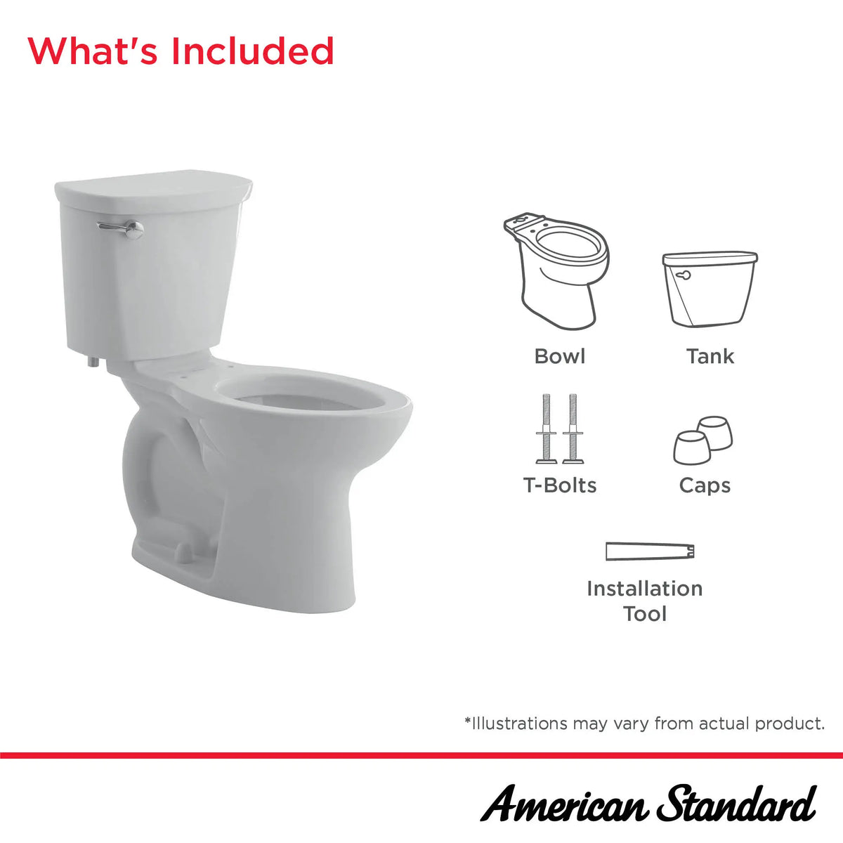 American Standard Cadet PRO Two-Piece 1.6 gpf/6.0 Lpf Standard Height Elongated 10-Inch Rough Toilet Less Seat - details