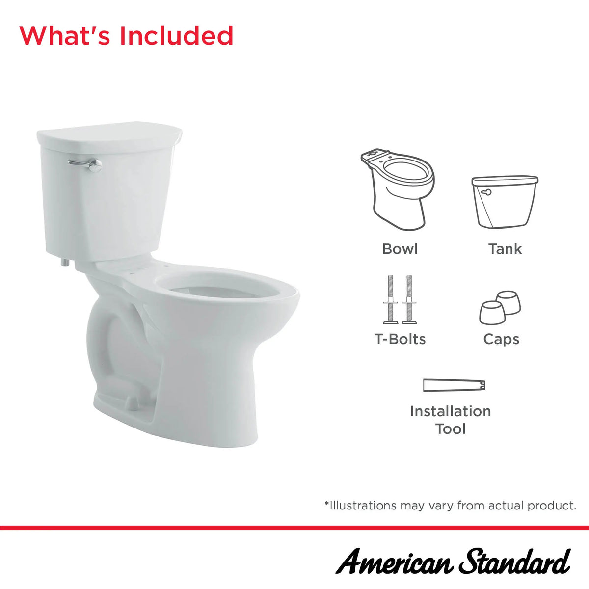 American Standard Cadet PRO Two-Piece 1.6 gpf/6.0 Lpf Standard Height Elongated 10-Inch Rough Toilet Less Seat - details