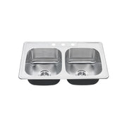 American Standard Colony 33 x 22-Inch Stainless Steel 3-Hole Top Mount Double-Bowl ADA Kitchen Sink - Stainless Steel