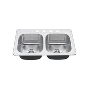 American Standard Colony 33 x 22-Inch Stainless Steel 4-Hole Top Mount Double-Bowl ADA Kitchen Sink - Stainless Steel
