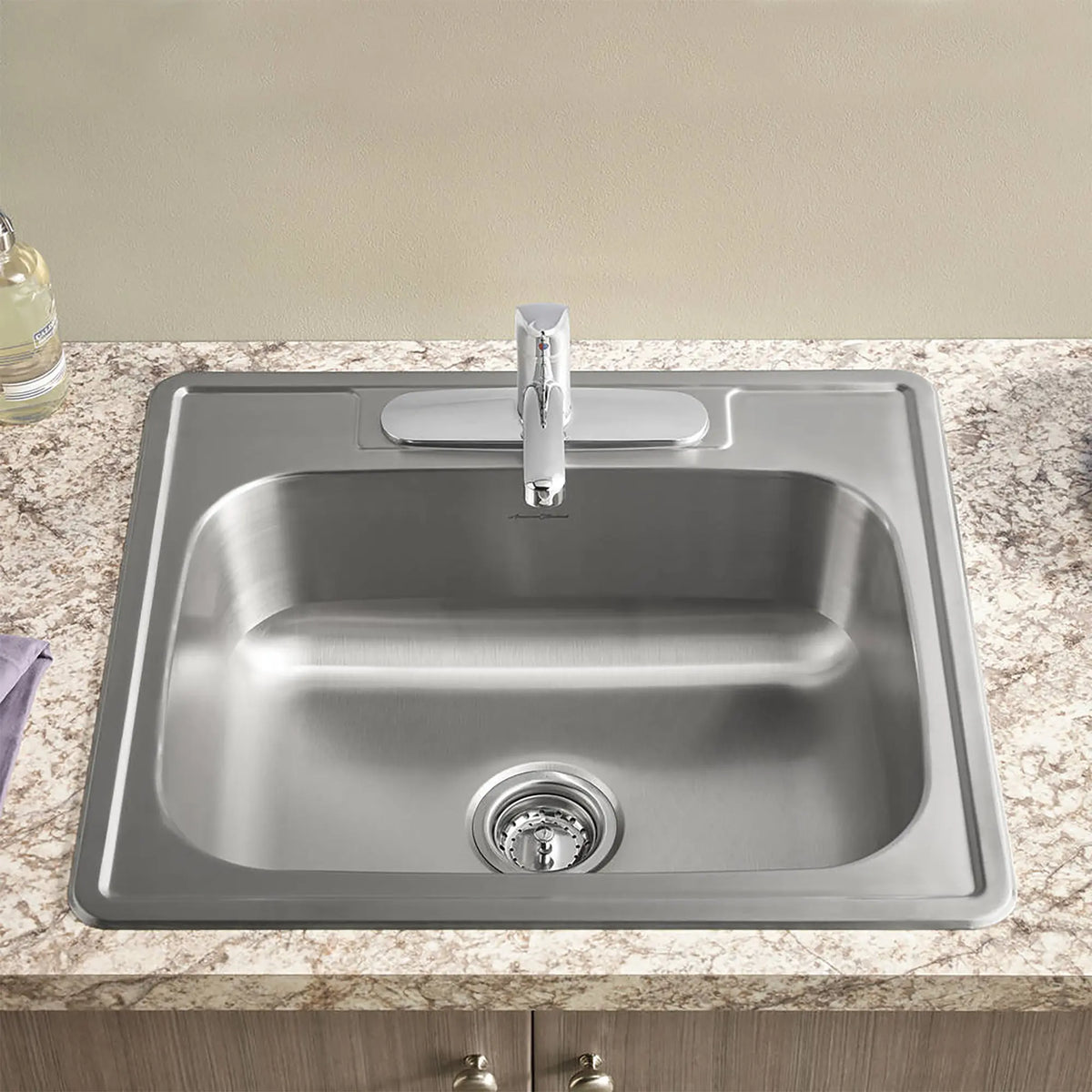 American Standard Colony 25 x 22-Inch Stainless Steel 3-Hole Top Mount Single-Bowl ADA Kitchen Sink - details