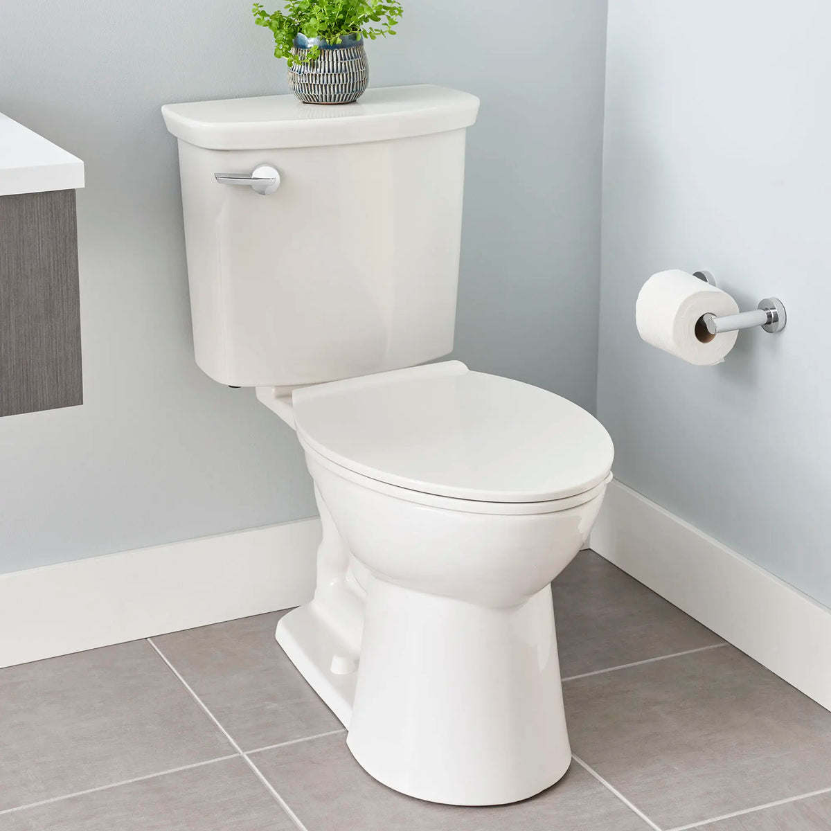American Standard VorMax Two-Piece 1.0 gpf/3.8 Lpf Chair Height Elongated Toilet Less Seat - details