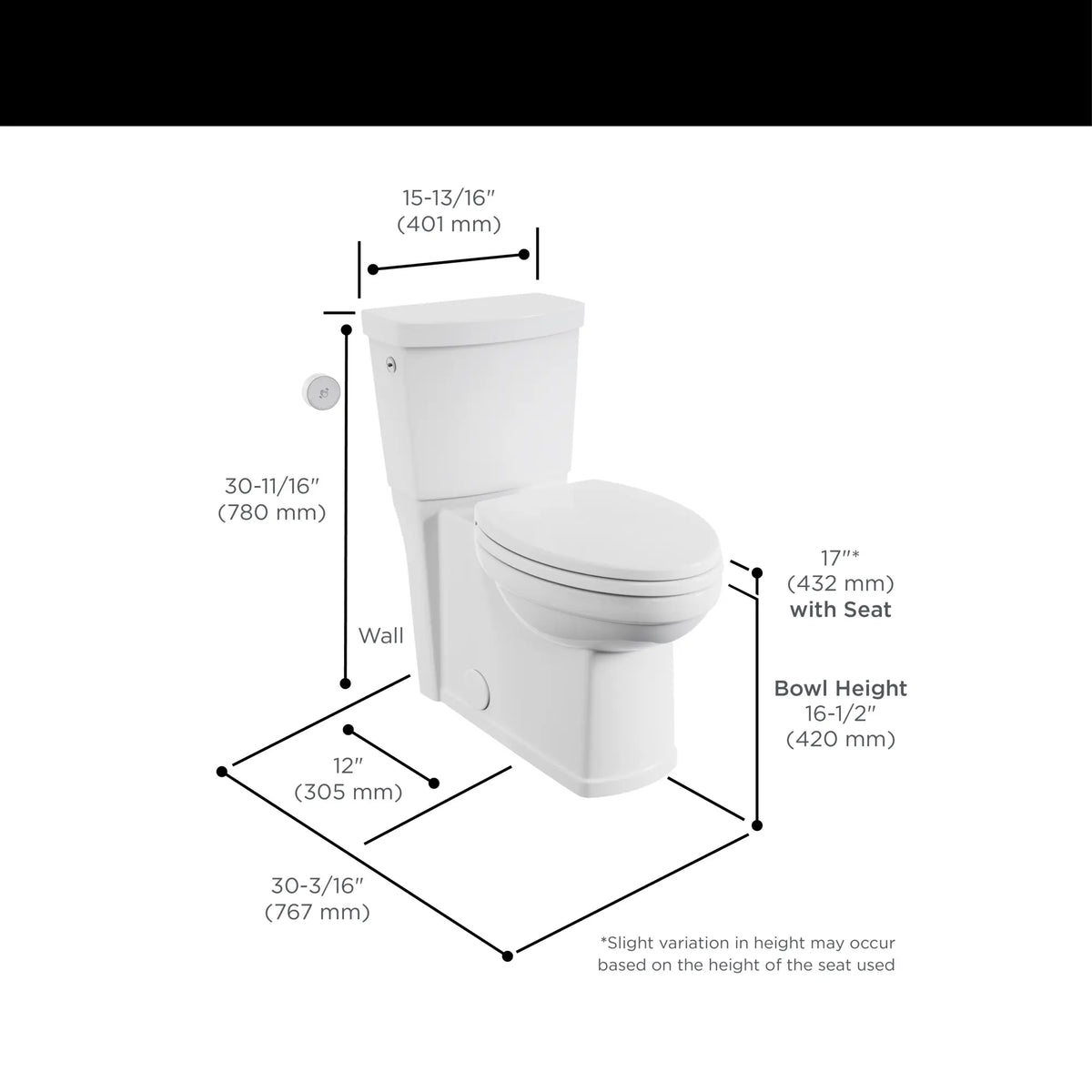 American Standard Estate Touchless Skirted Two-Piece 1.28 gpf/4.8 Lpf Chair Height Elongated Toilet With Seat - details