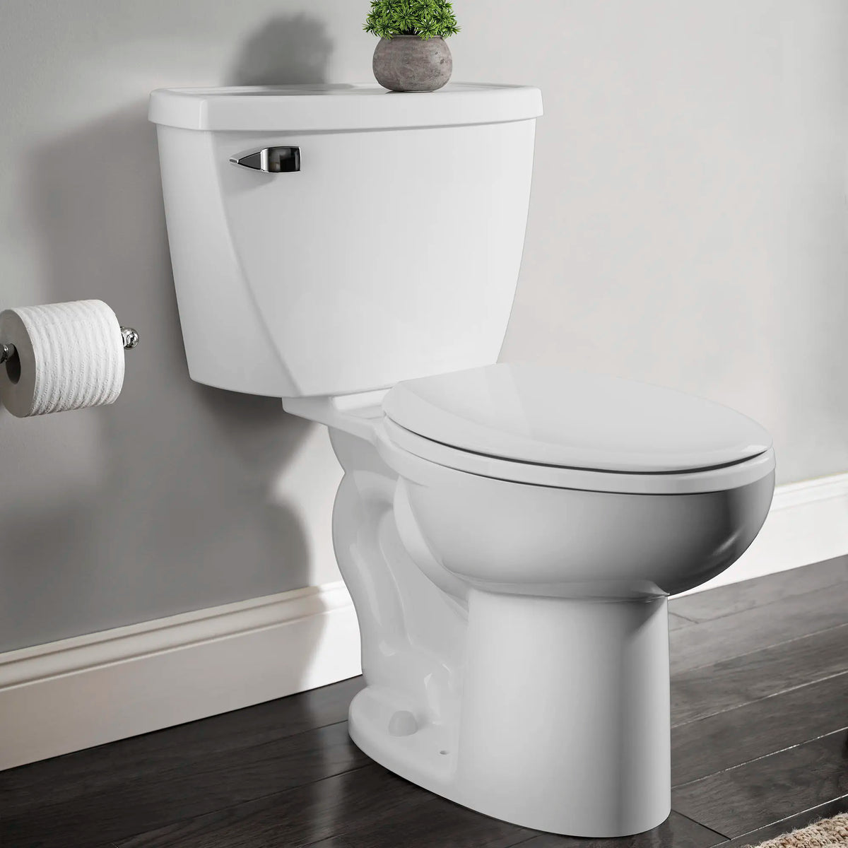 American Standard Cadet Two-Piece Pressure Assist 1.6 gpf/6.0 Lpf Chair Height Elongated EverClean Toilet - details