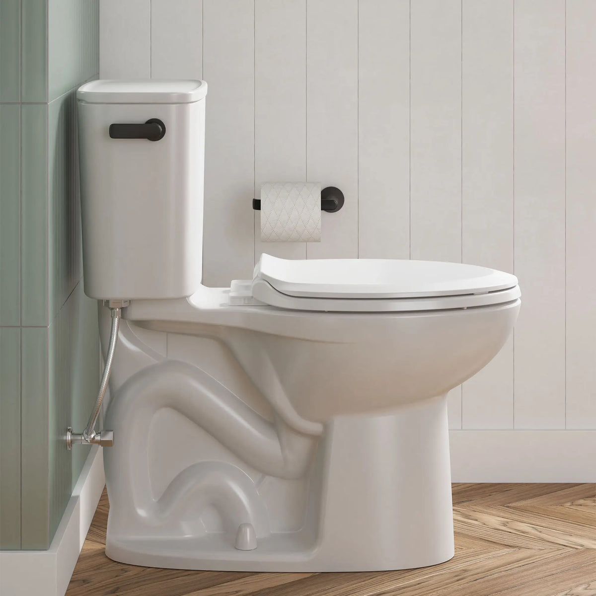 American Standard EcoStrength Aspirations Two-Piece 0.80 gpf/3 Lpf Chair Height Elongated Toilet Less Seat - details