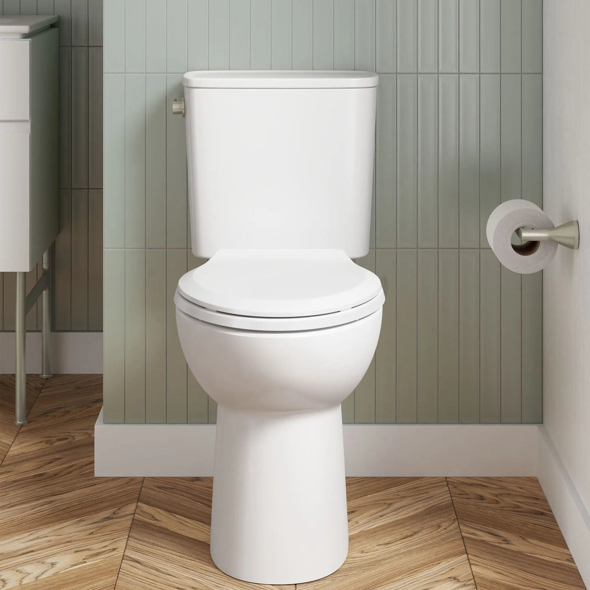 American Standard EcoStrength Aspirations Two-Piece 0.80 gpf/3 Lpf Chair Height Elongated Toilet Less Seat - details