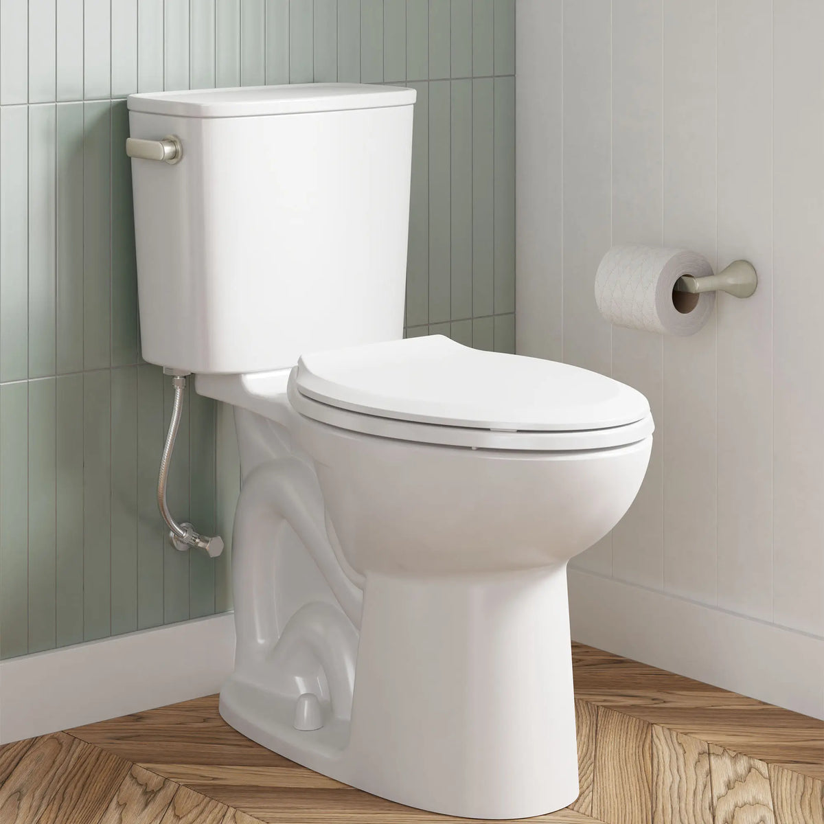 American Standard EcoStrength Aspirations Two-Piece 0.80 gpf/3 Lpf Chair Height Elongated Toilet Less Seat - details