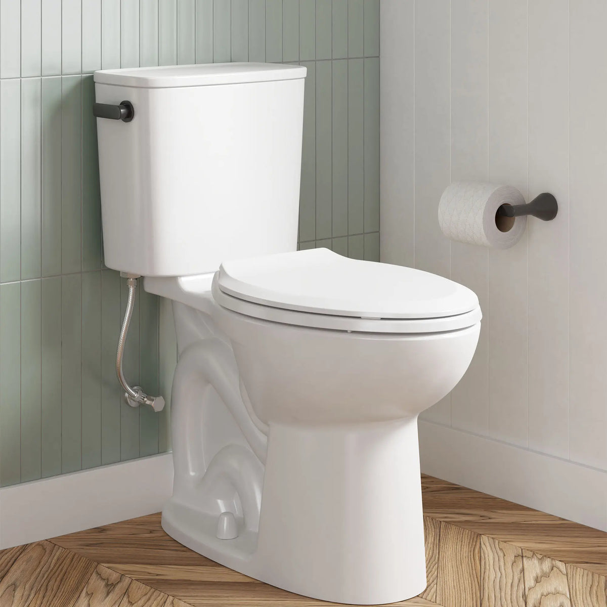 American Standard EcoStrength Aspirations Two-Piece 0.80 gpf/3 Lpf Chair Height Elongated Toilet Less Seat - details