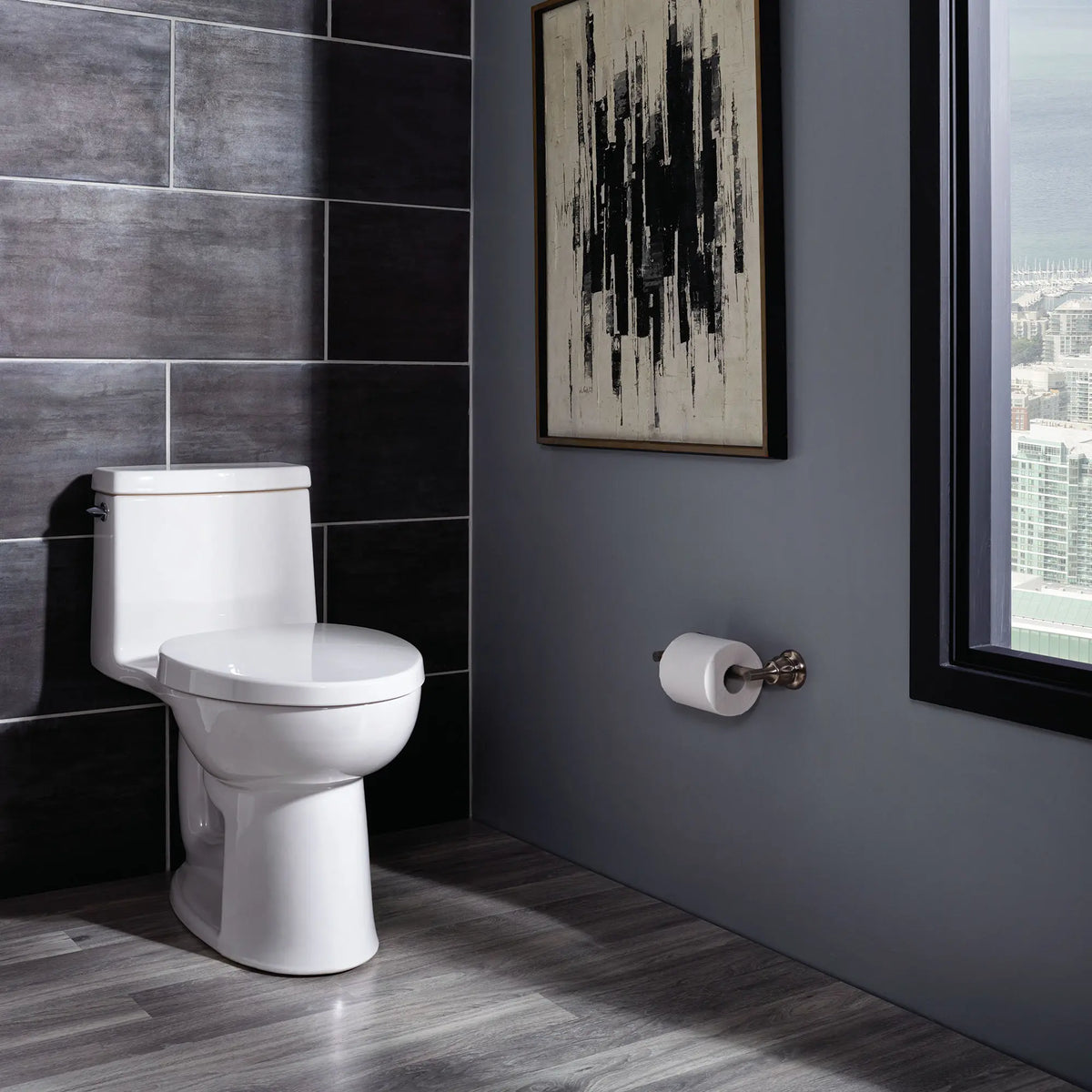 American Standard Loft One-Piece 1.28 gpf/4.8 Lpf Chair Height Elongated Toilet With Seat - details