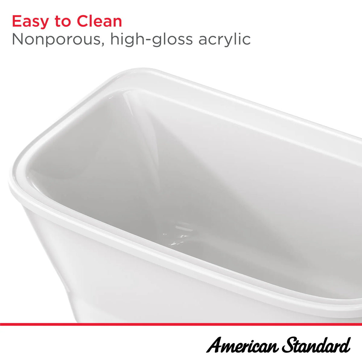 American Standard Aspirations 68 x 34-Inch Freestanding Bathtub With White Drain and Overflow - details