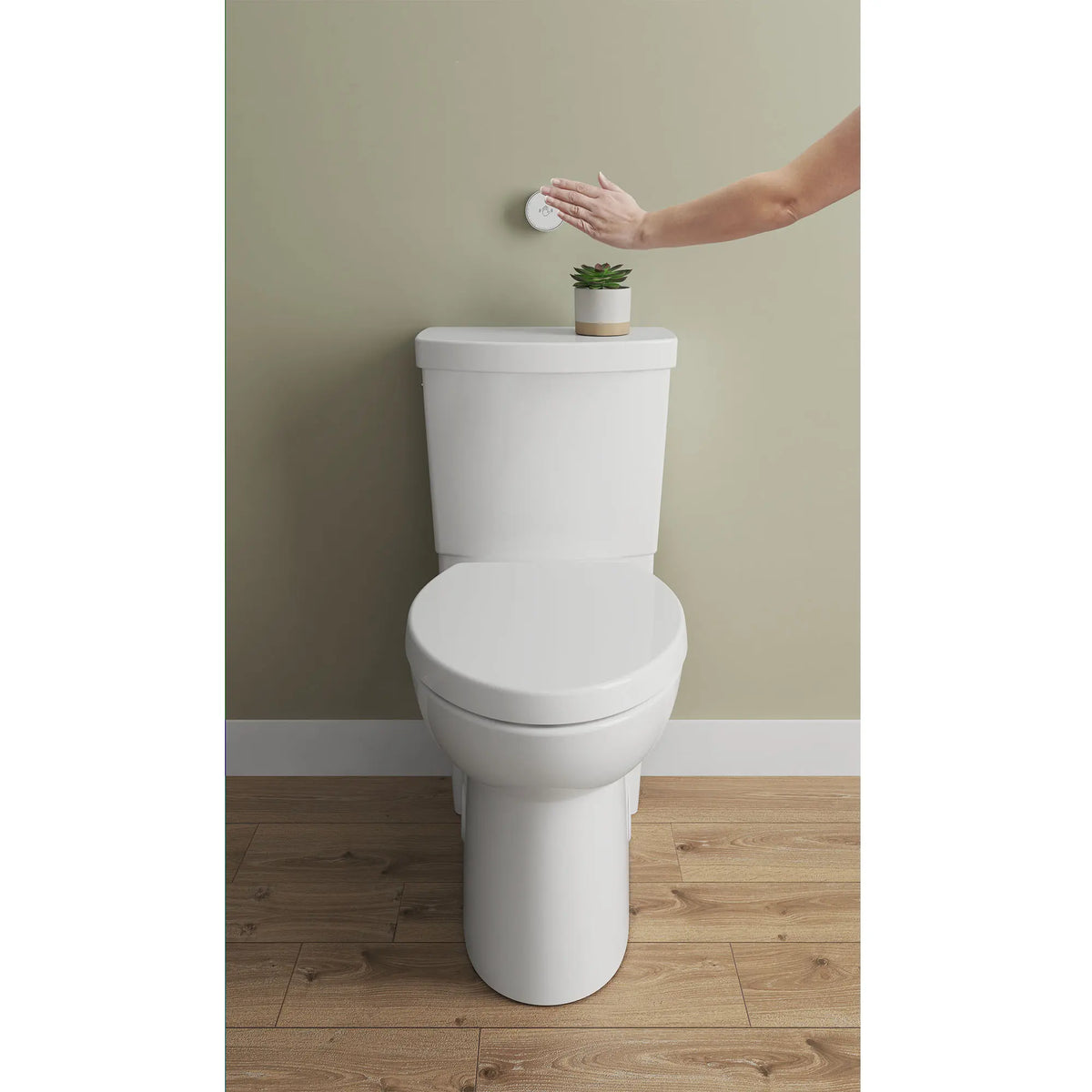 American Standard Studio Touchless Skirted Two-Piece 1.28 gpf/4.8 Lpf Chair Height Elongated Toilet with Seat - details