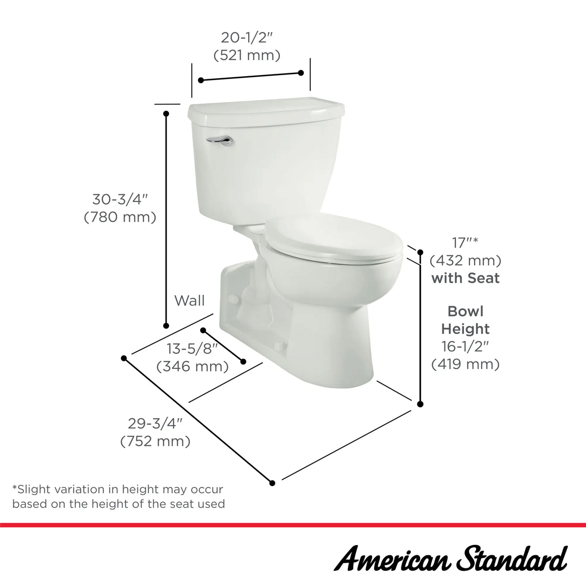 American Standard Yorkville Two-Piece Pressure Assist 1.6 gpf/6.0 Lpf Chair Height Back Outlet Elongated EverClean Toilet - details
