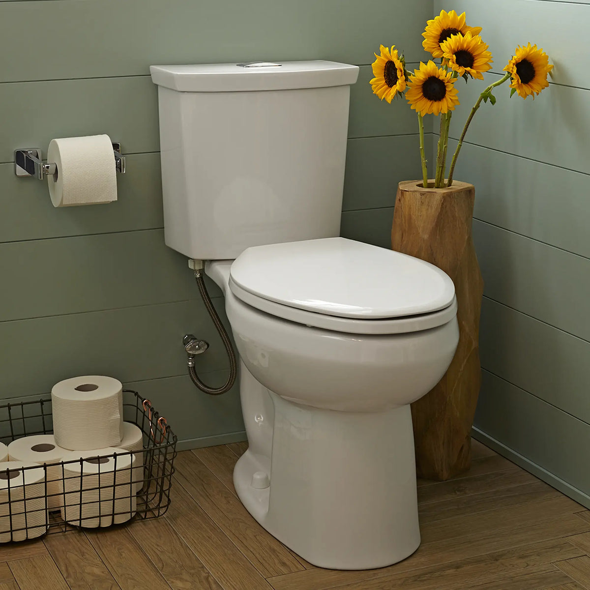 American Standard H2Option Two-Piece Dual Flush 1.28 gpf/4.8 Lpf and 0.92 gpf/3.5 Lpf Standard Height Elongated Toilet Less Seat - details