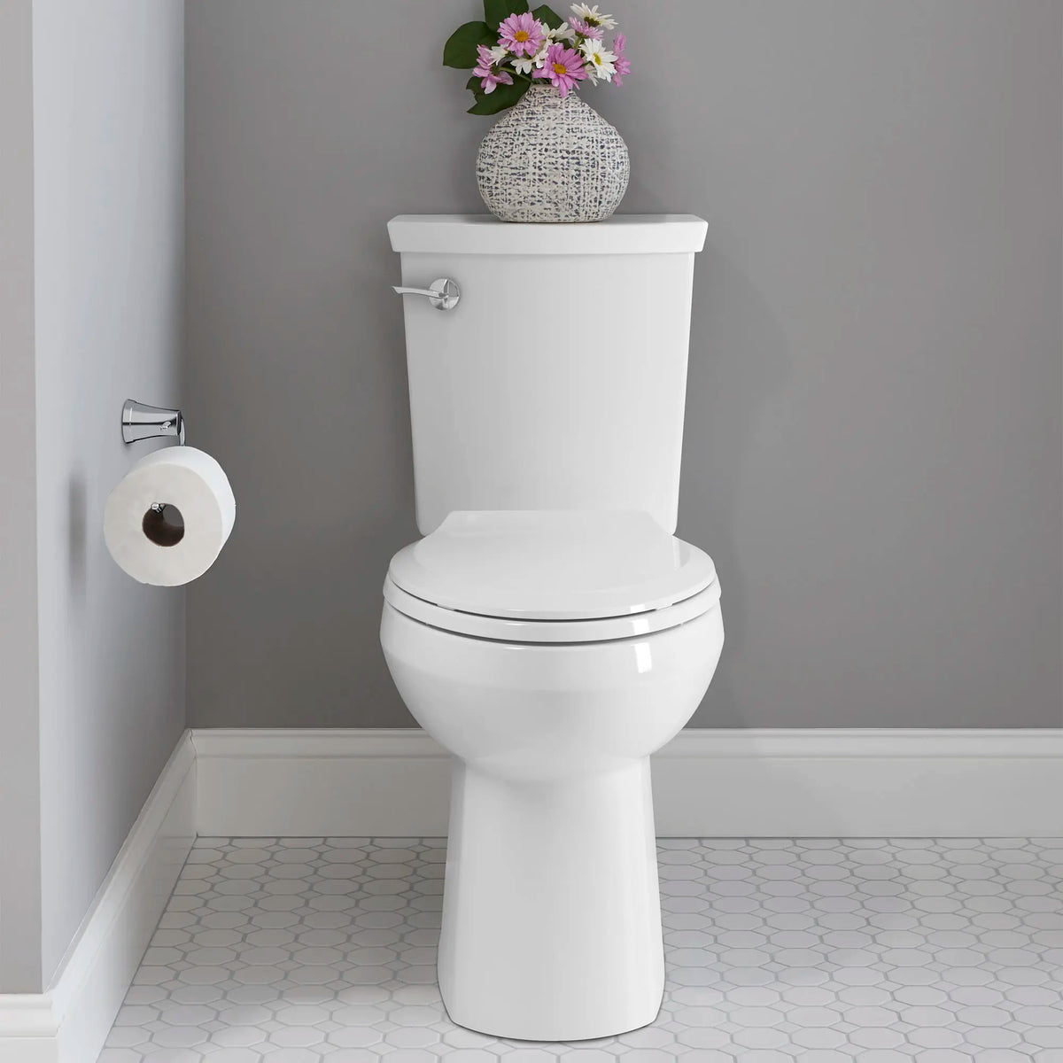 American Standard H2Optimum Two-Piece 1.1 gpf/4.2 Lpf Chair Height Elongated Toilet Less Seat - details