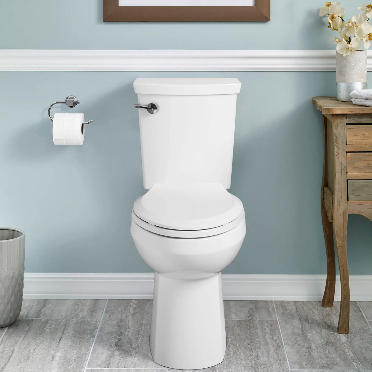 American Standard H2Optimum Two-Piece 1.1 gpf/4.2 Lpf Chair Height Elongated Toilet Less Seat - details