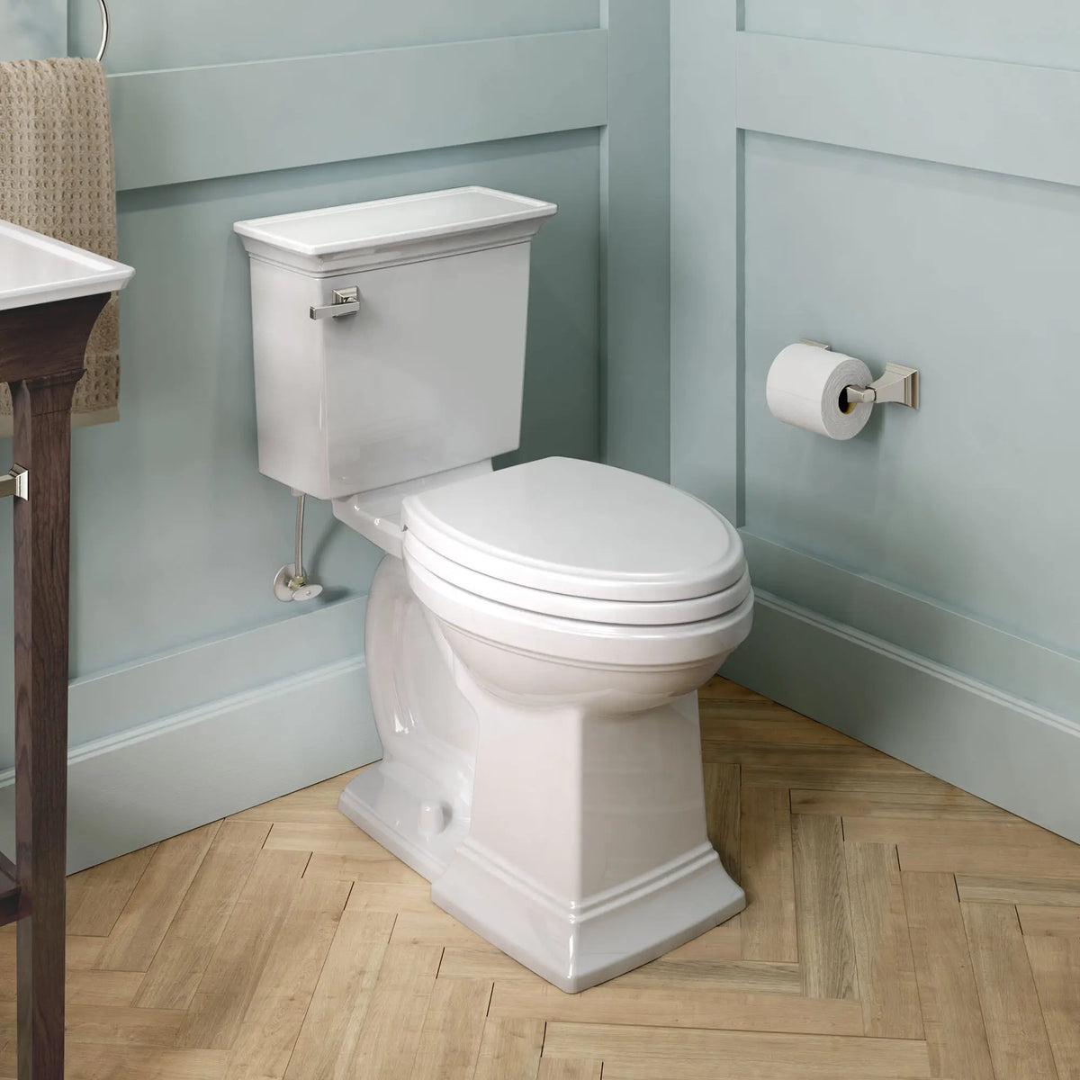 American Standard Town Square S Two-Piece 1.28 gpf/4.8 Lpf Chair Height Elongated Toilet Less Seat - details