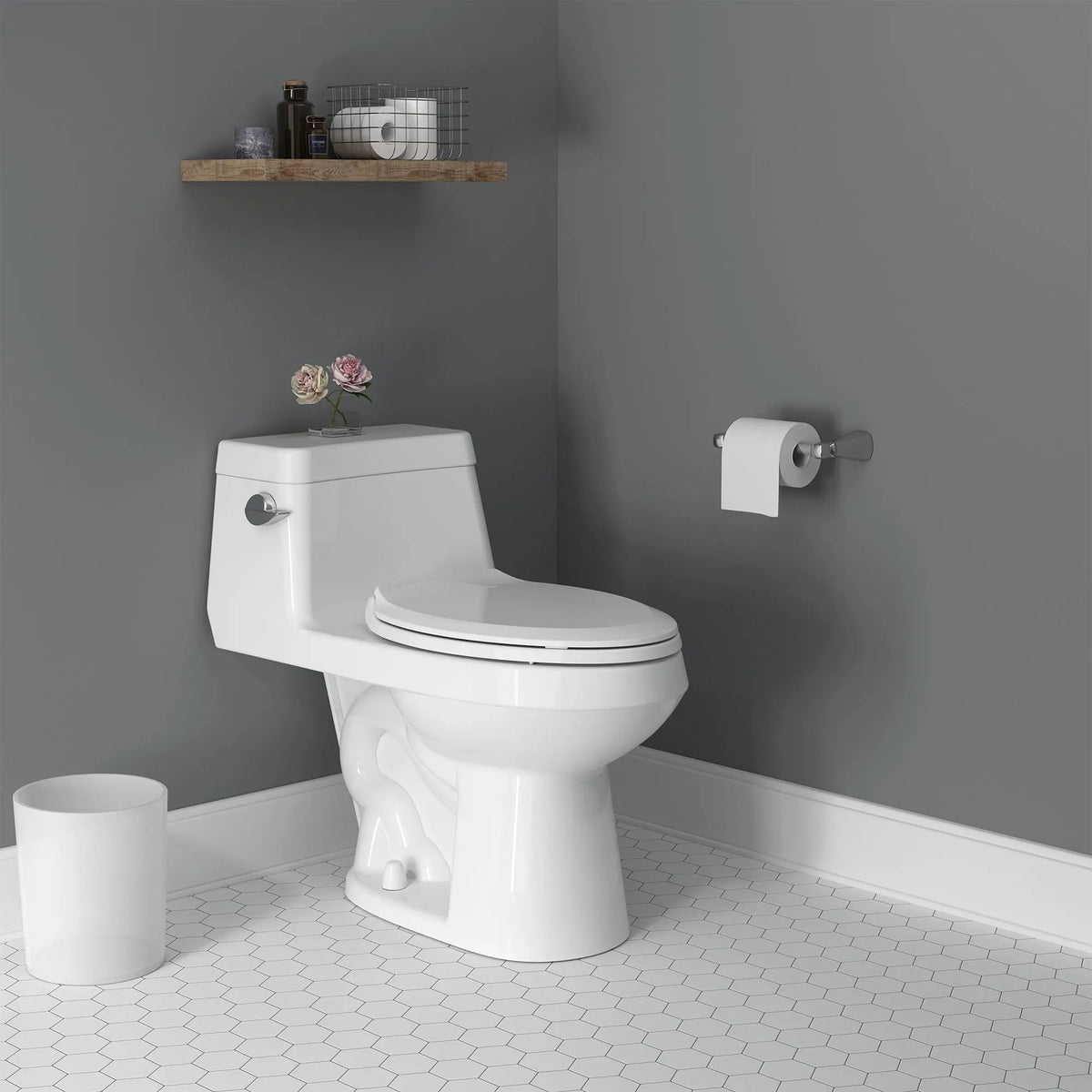 American Standard Colony One-Piece 1.28 gpf/4.8 Lpf Chair Height Elongated Toilet With Seat - details