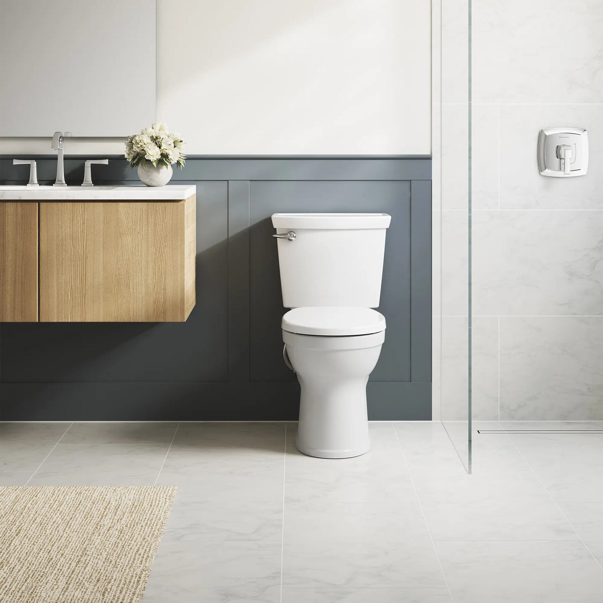 American Standard Champion 4 Max 2-Piece 1.28 gpf/4.8 Lpf Chair Height Round Front Complete Toilet With Seat and Lined Tank - product view