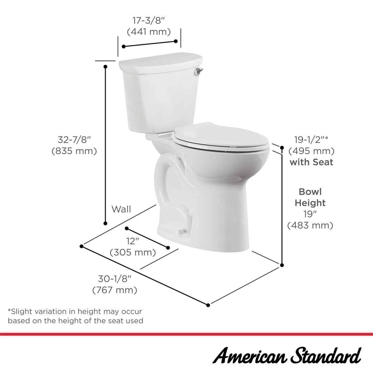 American Standard Cadet PRO Extra Tall Height Elongated Toilet Bowl Only - details