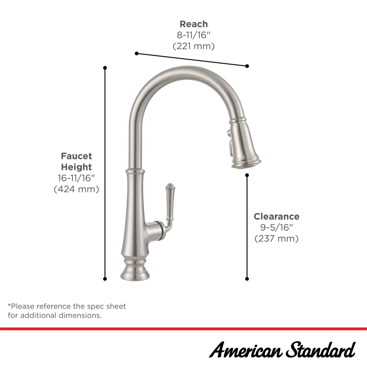 American Standard Delancey Single-Handle Pull-Down Dual Spray Function Kitchen Faucet 1.5 gpm/5.7 L/min - details