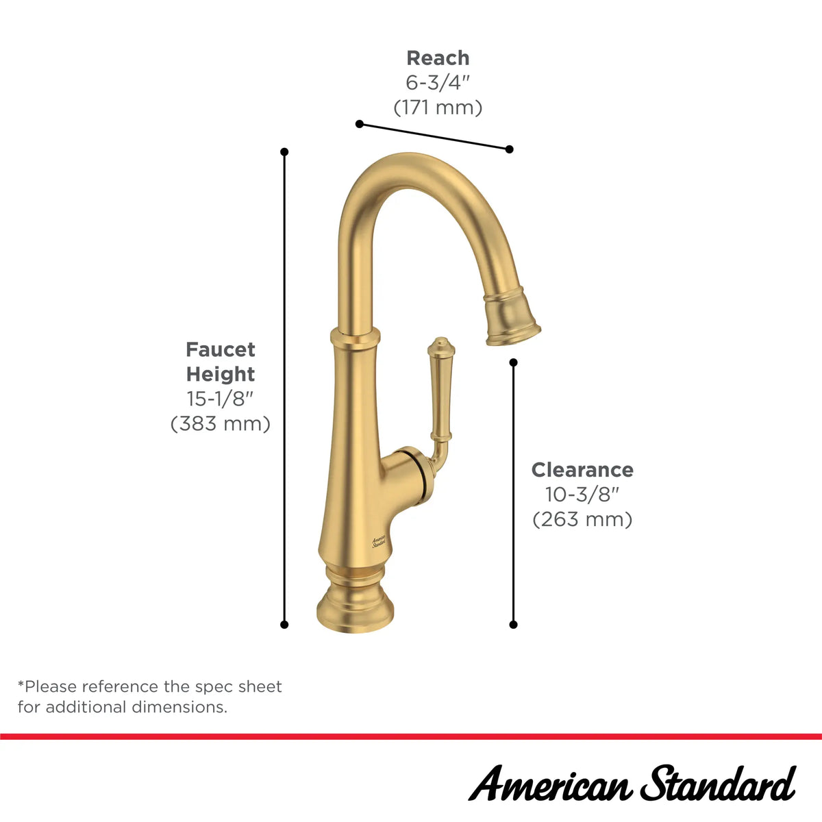 American Standard Delancey Single-Handle Pull-Down Bar Faucet 1.5 gpm/5.7 L/min - details