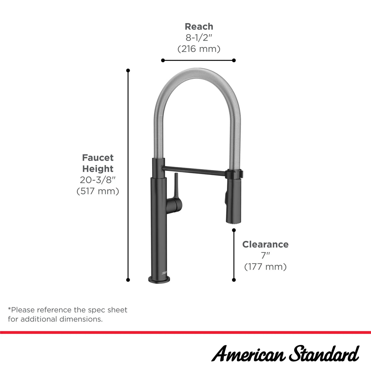 American Standard Studio S Semi-Pro Pull-Down Dual Spray Kitchen Faucet With Spring Spout - details