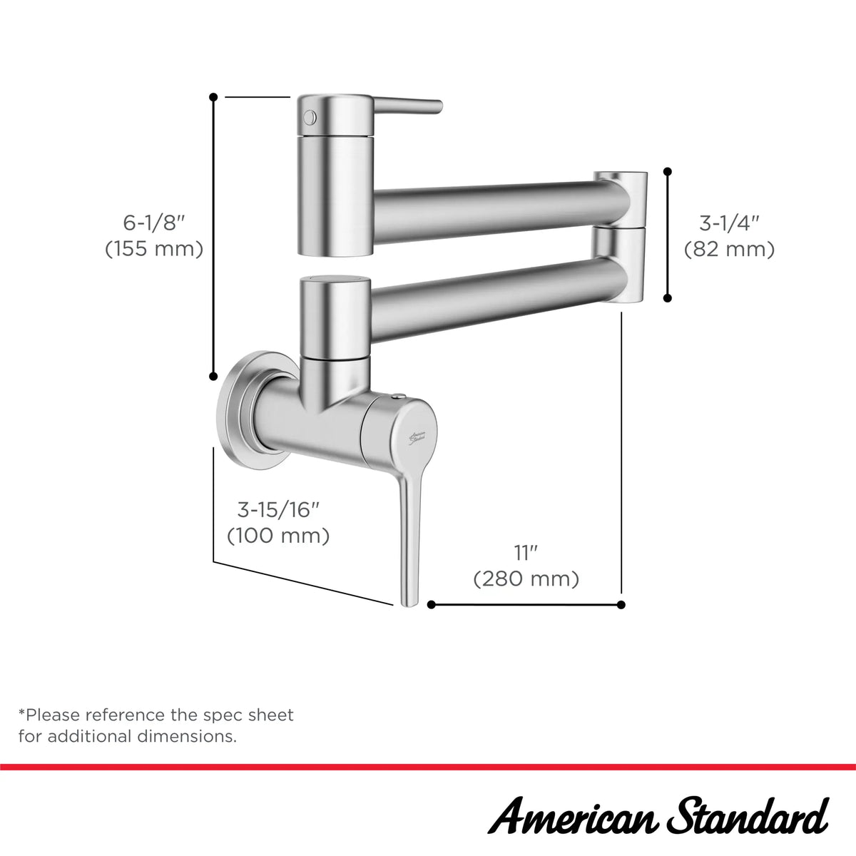 American Standard Studio S Wall-Mount Pot Filler Kitchen Faucet - details