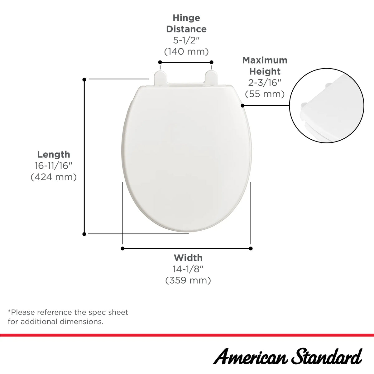 American Standard Transitional Slow-Close & Easy Lift-Off Round Front Toilet Seat - details
