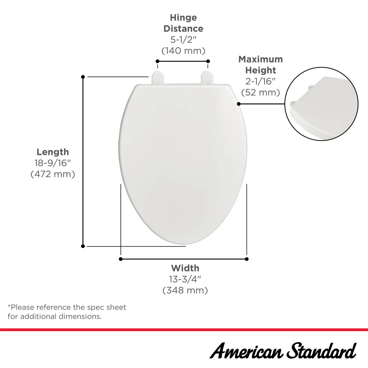 American Standard Telescoping Slow-Close Easy Lift-Off Elongated Toilet Seat - details