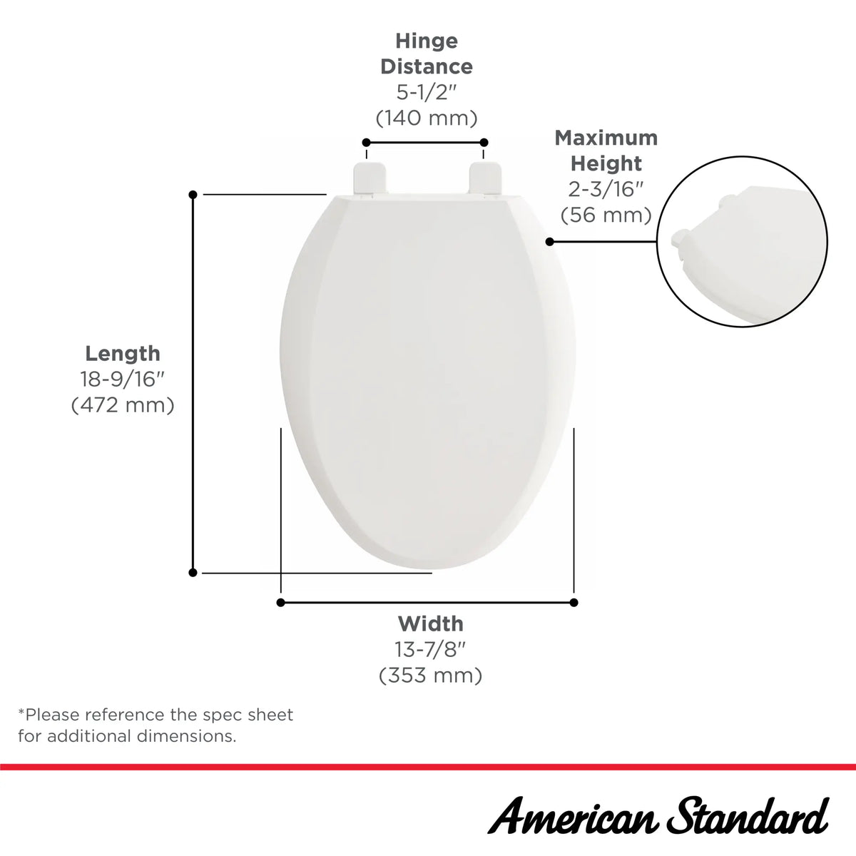 American Standard Cardiff Slow-Close Elongated Toilet Seat - details